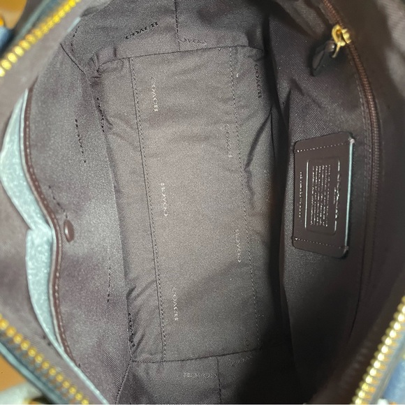 Coach Navy Satchel Purse Bag Handles and Strap Zip Top - Picture 5 of 7